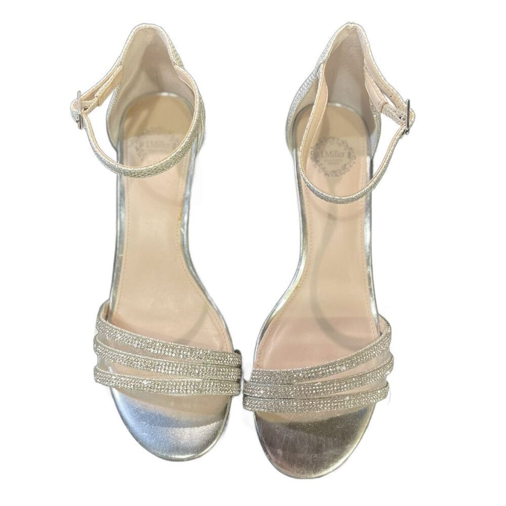 I. Miller Beautiful Shoes Women's Silver Ankle-Strap Formal Heels (Size: 8.5)